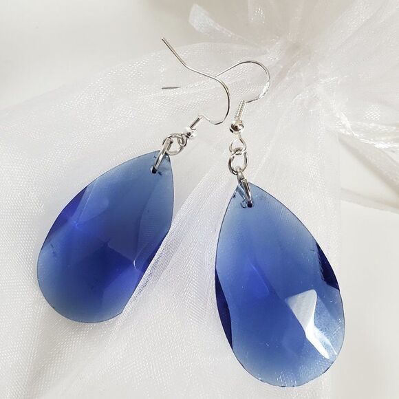 Blue teardrop earrings - Handmade (NEW) - Picture 1 of 3